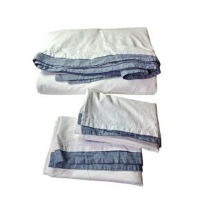IKEA TÅTELSMYGARE Blue White Button KING Duvet Cover + 2 Pillow Cases Organic